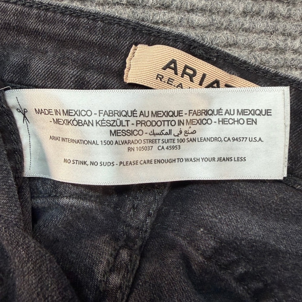 Ariat REAL Denim High Rise Slim Trouser Jeans Washed Black Western Yoke 29R - Picture 11 of 12